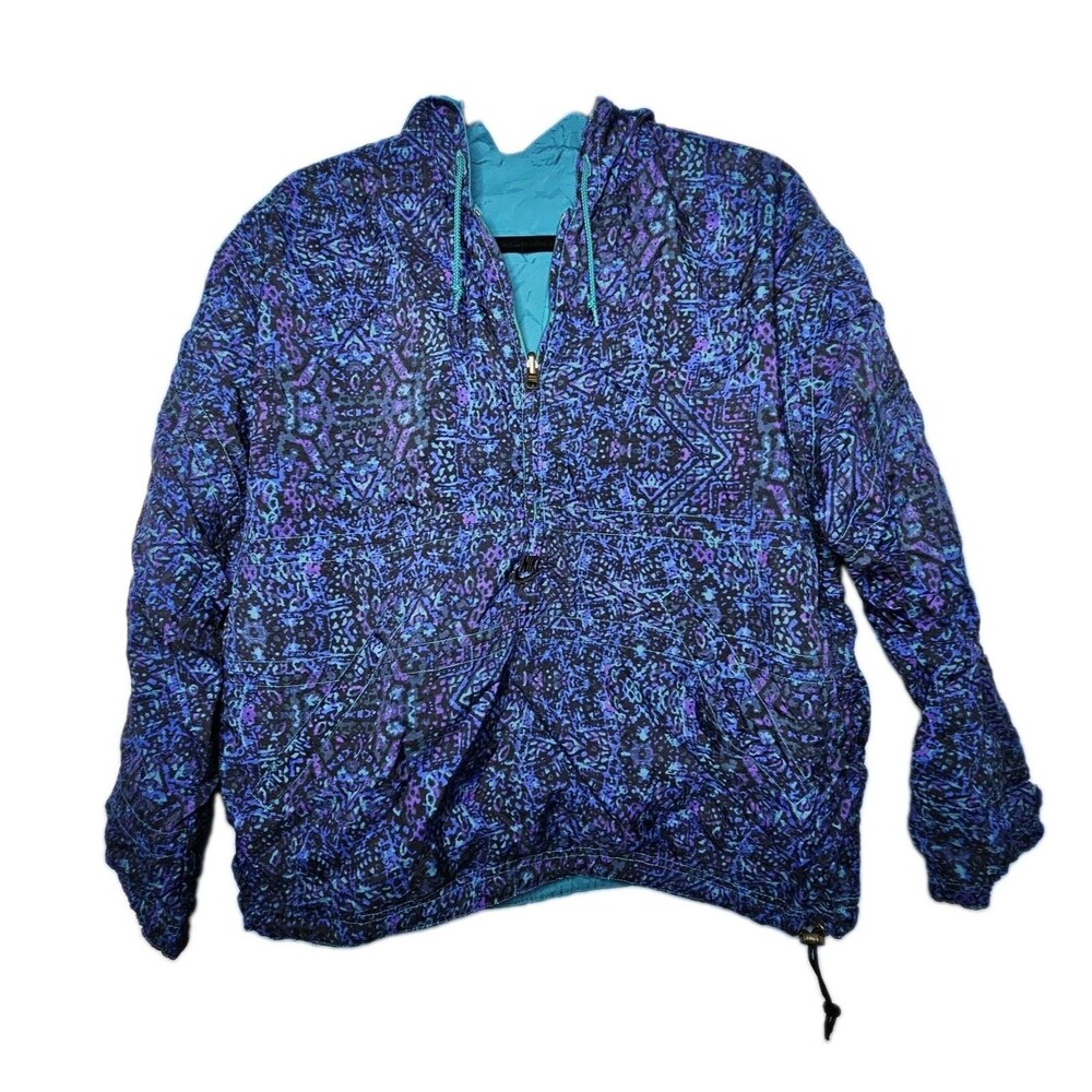 Vintage 1990's Nike Reversible Anorak 1/2 Zip Windbreaker Teal Purple MEDIUM